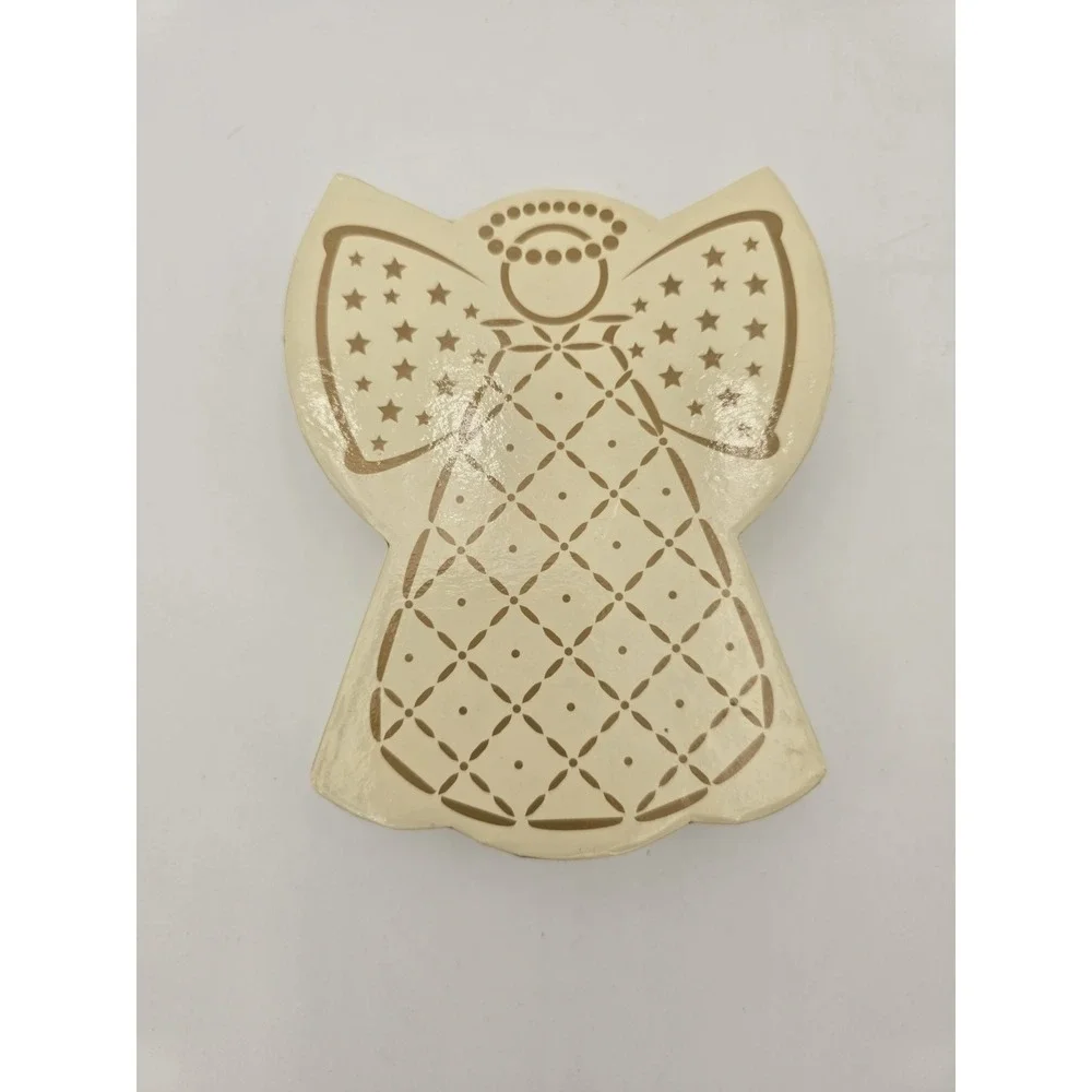 Avon Crochet Angels in Gift Box Gold White Vintage Set of 2 Christmas Ornaments